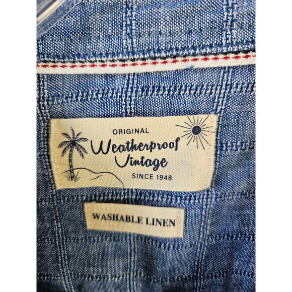 Vintage WEATHERPROOF Linen Blend Short Sleeve Button Down Shirt XXL - Picture 3 of 7